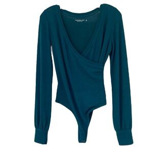Abercrombie & Fitch Wrap Bodysuit, long sleeve, size S, teal
